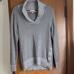 Studio Works Gray Cowl Neck Sweater with Button Accents